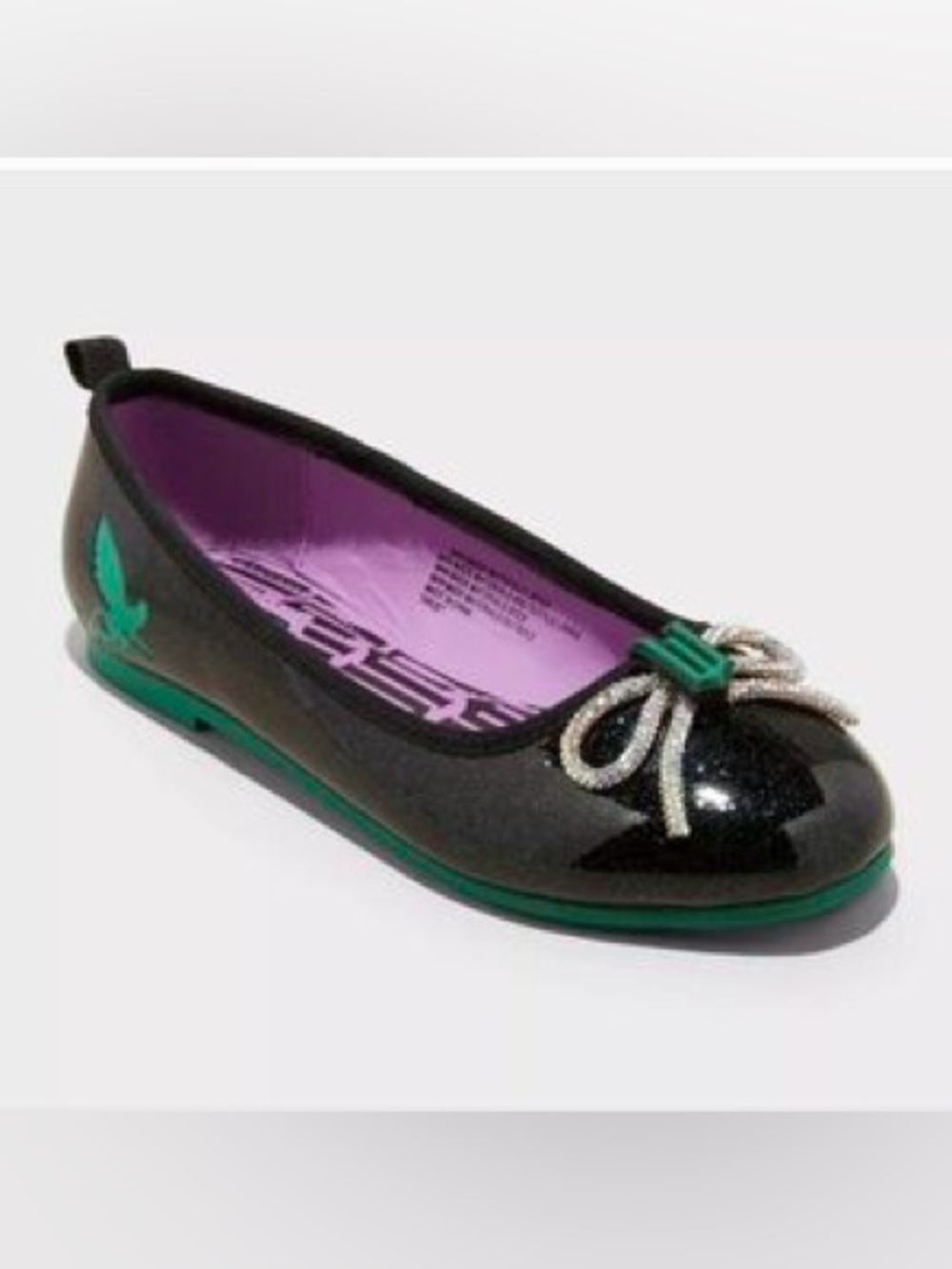Wicked black glitter ballet flats green flying monkey graphics Size 3